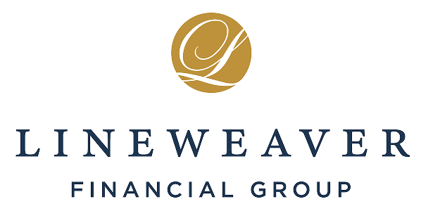 Lineweaver Financial Group logo with a gold circle featuring a stylized L above the company name in blue uppercase letters on a light background.