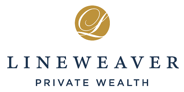 Logo for Lineweaver Private Wealth featuring a gold circle with a stylized L above the company name in dark blue capital letters. The words Private Wealth appear below in smaller font.