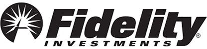 Fidelity Investments logo with a stylized sunburst design on the left and bold black text reading Fidelity Investments to the right.